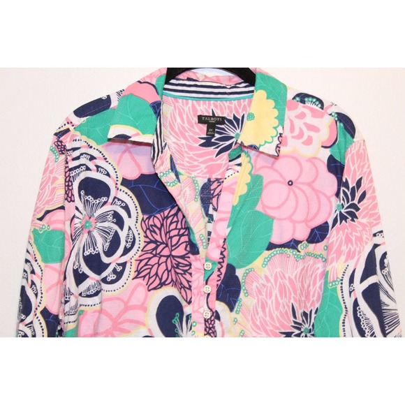Talbots Floral Popover Textured Lightweight Top Pink Women's Plus Size 2X H14153 - Picture 3 of 12